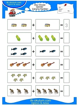 Çocuklar İçin toplam işlemi yaprak testleri 